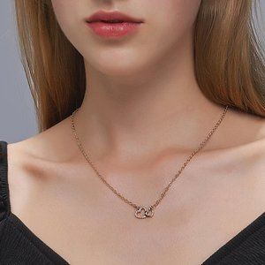 Gold Tone Double Heart Necklace